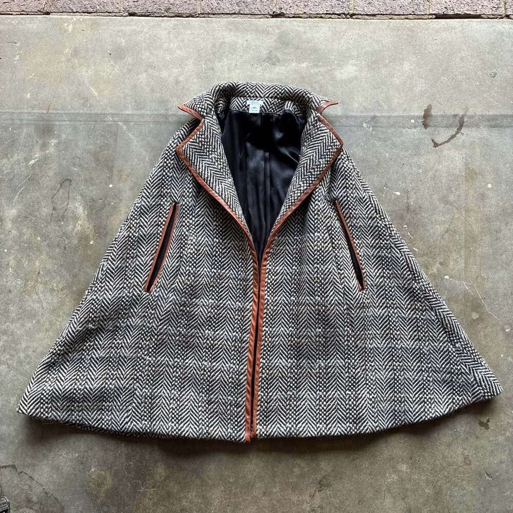 Aeve Herringbone Tweed Cape Made in USA